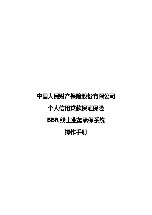 10、中国人民财产保险股份有限公司个人信用贷款保证保险承保系统操作手册(终)解析