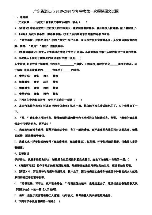 广东省湛江市2019-2020学年中考第一次模拟语文试题含解析