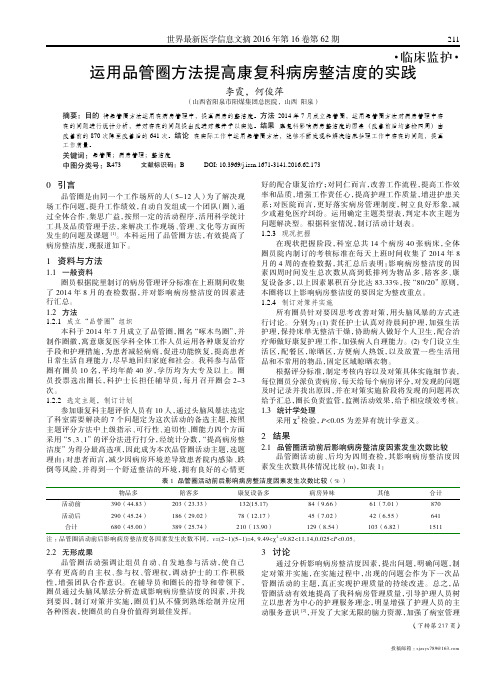 运用品管圈方法提高康复科病房整洁度的实践