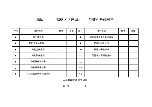 煤田钻孔基础资料表格