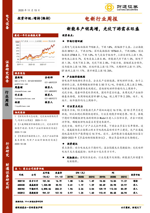 电新行业周报：新能车产销高增，光伏下游需求旺盛