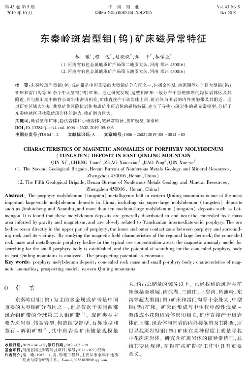 东秦岭斑岩型钼(钨)矿床磁异常特征