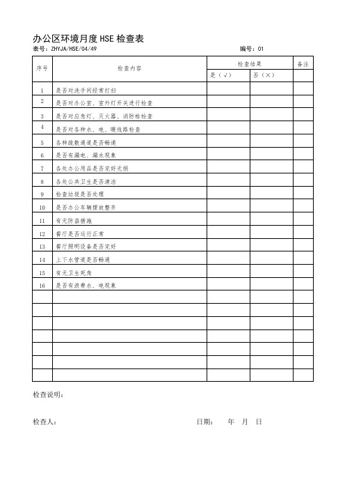 HSE检查表1