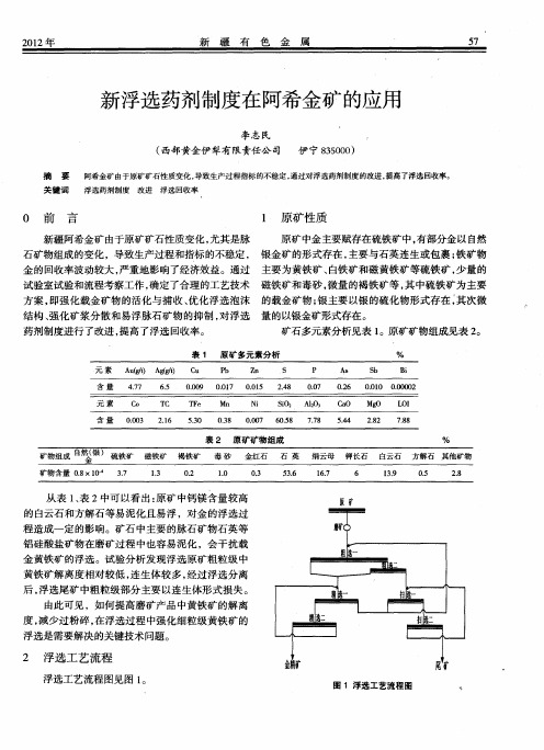 新浮选药剂制度在阿希金矿的应用