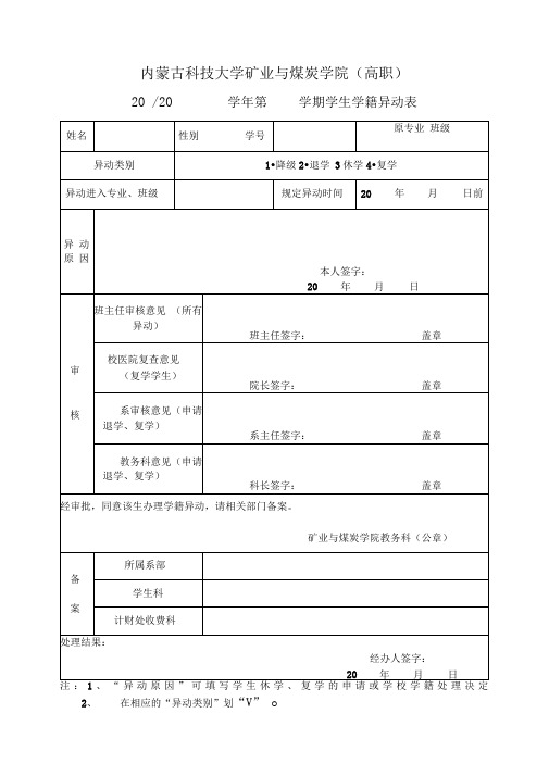 学籍异动表