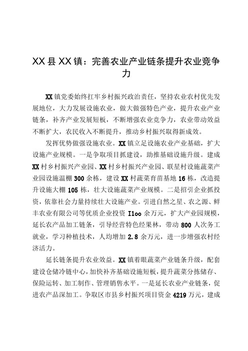 完善农业产业链条 提升农业竞争力