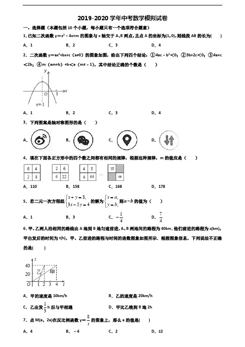 吉林市名校2020年中考数学质量检测试题