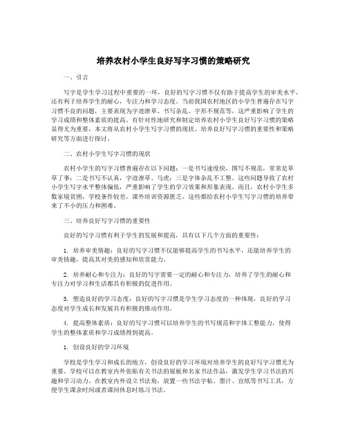 培养农村小学生良好写字习惯的策略研究