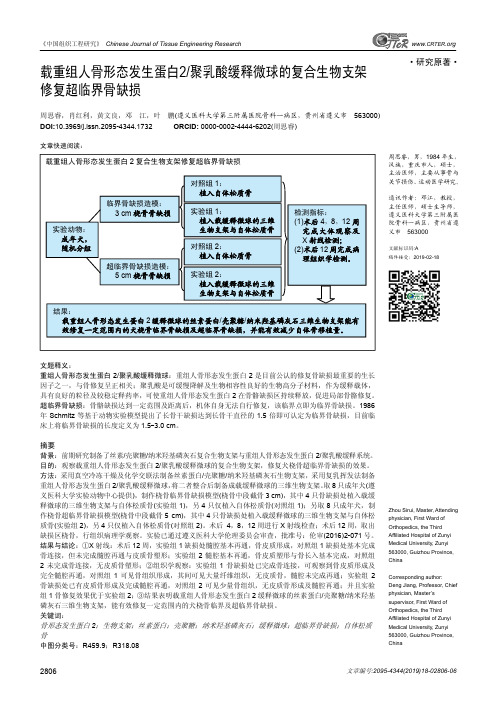 载重组人骨形态发生蛋白2聚乳酸缓释微球的复合生物支架修复超临界骨缺损