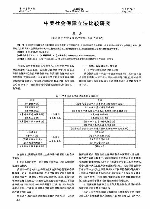 中美社会保障立法比较研究