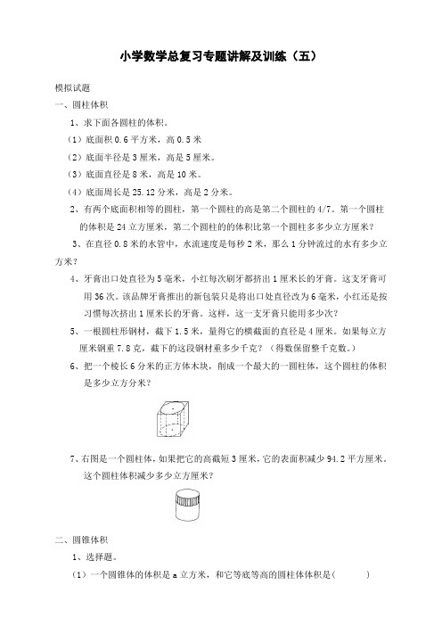 小升初总复习数学归类讲解及训练-通用版(中-含答案)