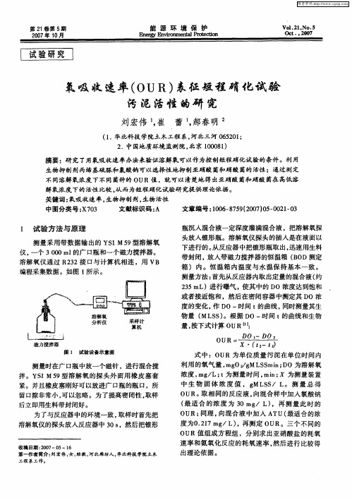 氧吸收速率(OUR)表征短程硝化试验污泥活性的研究