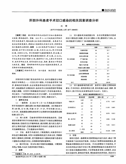 肝胆外科患者手术切口感染的相关因素调查分析