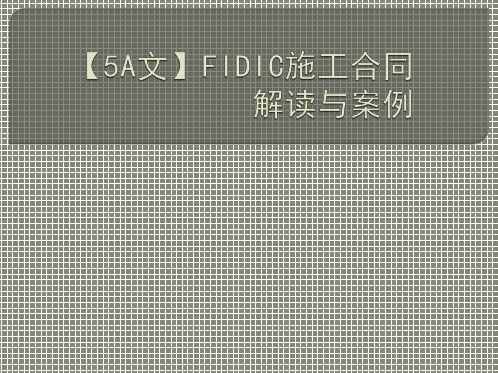 【5A文】FIDIC施工合同解读与案例