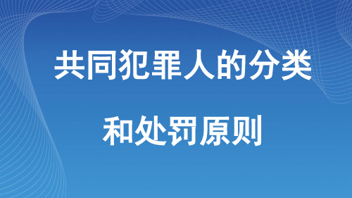 共同犯罪人的分类和处罚原则