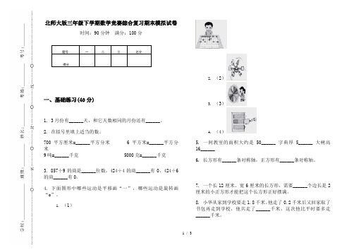 北师大版三年级下学期数学竞赛综合复习期末模拟试卷