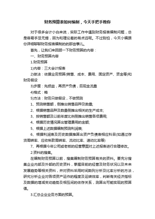 财务预算表如何编制，今天手把手教你