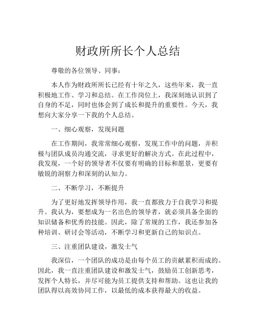 财政所所长个人总结