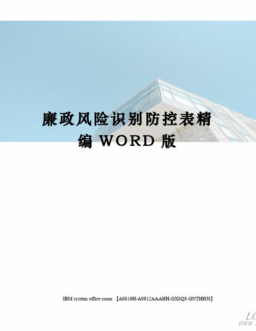 廉政风险识别防控表精编WORD版