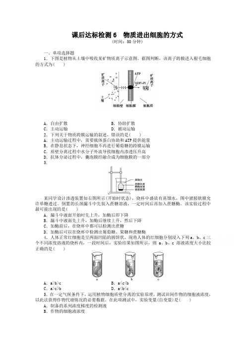 高考生物课时达标检测【6】物质进出细胞的方式(含答案)