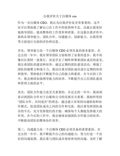 自我评价关于自媒体ceo