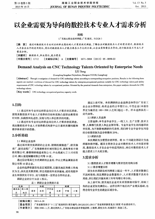 以企业需要为导向的数控技术专业人才需求分析