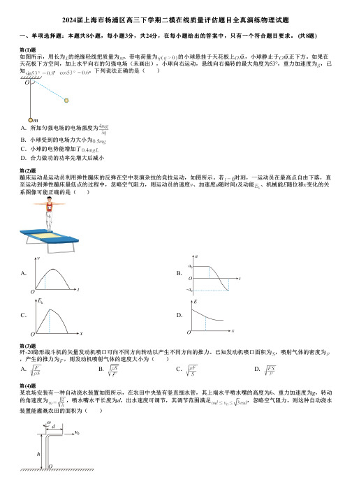 2024届上海市杨浦区高三下学期二模在线质量评估题目全真演练物理试题