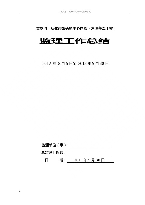 河涌整治工程竣工验收监理总结