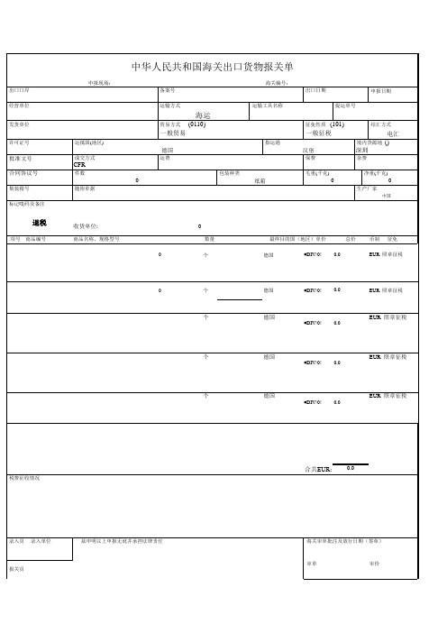 外贸报关用发票、装箱单、合同、报关单模板