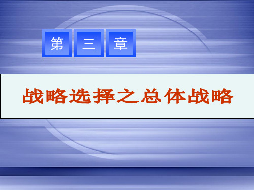 第三章 战略选择(总体战略、竞争战略)