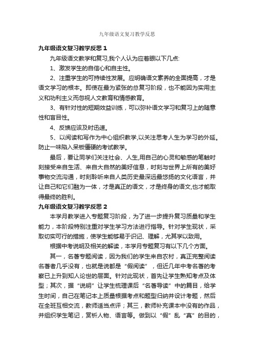 九年级语文复习教学反思