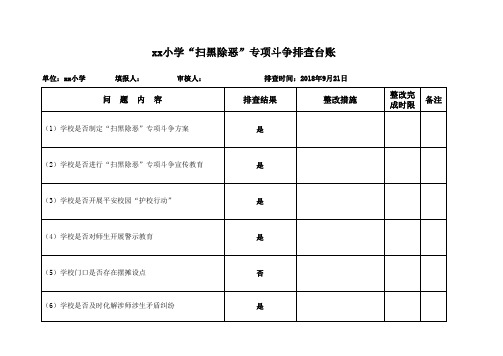 学校“扫黑除恶”专项斗争排查台账