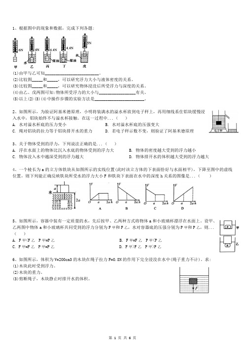 浙教版 八上 浮力 专练 全集