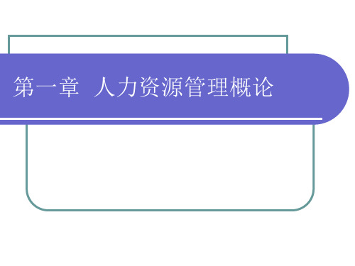 第一章  人力资源管理概论