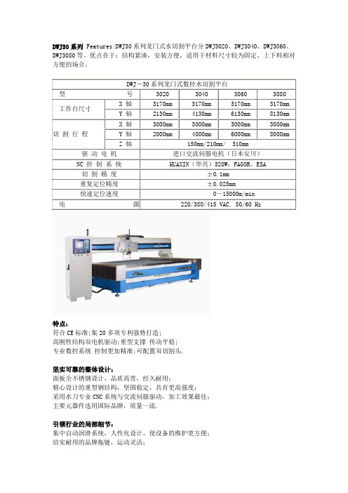 水刀参数对比