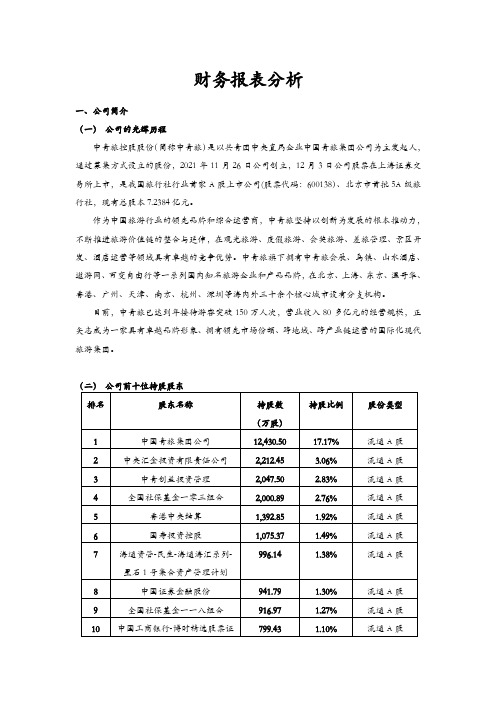 中青旅财务报表分析