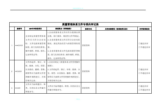 质量管理文件专项内审记录表