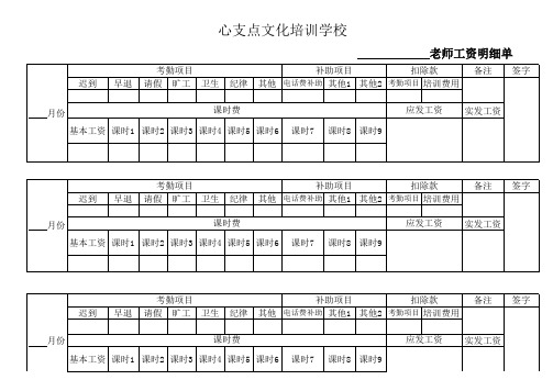 培训学校教职工工资表