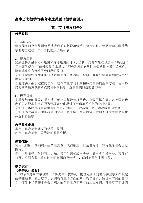 高中历史教学与德育渗透课题(教学案例)：