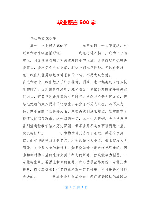 毕业感言500字