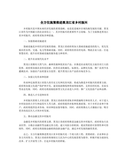 全方位施策推进黑龙江省乡村振兴