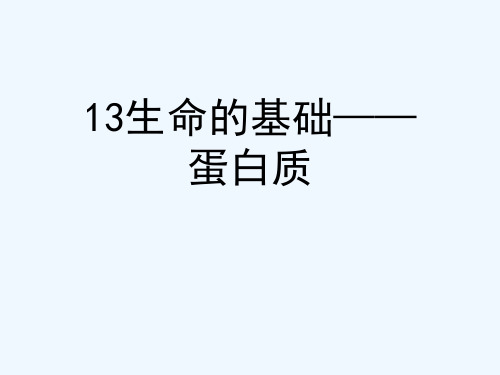 13生命的基础——蛋白质[可修改版ppt]