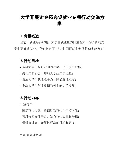 大学开展访企拓岗促就业专项行动实施方案