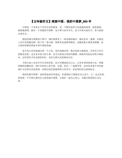 【五年级作文】美丽中国,我的中国梦_800字