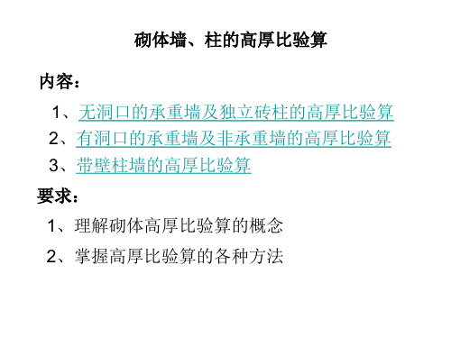 砌体墙、柱的高厚比验算