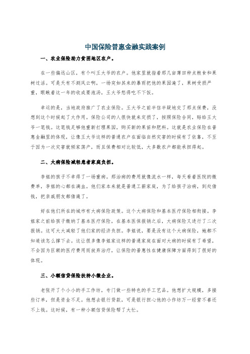 中国保险普惠金融实践案例