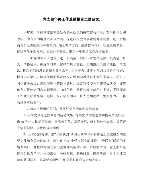 党支部年终工作总结报告二篇范文,