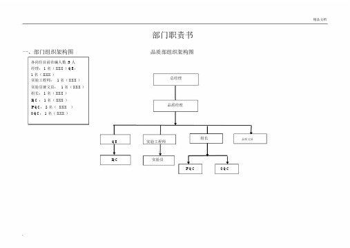 品质部分配职责说明书介绍.docx