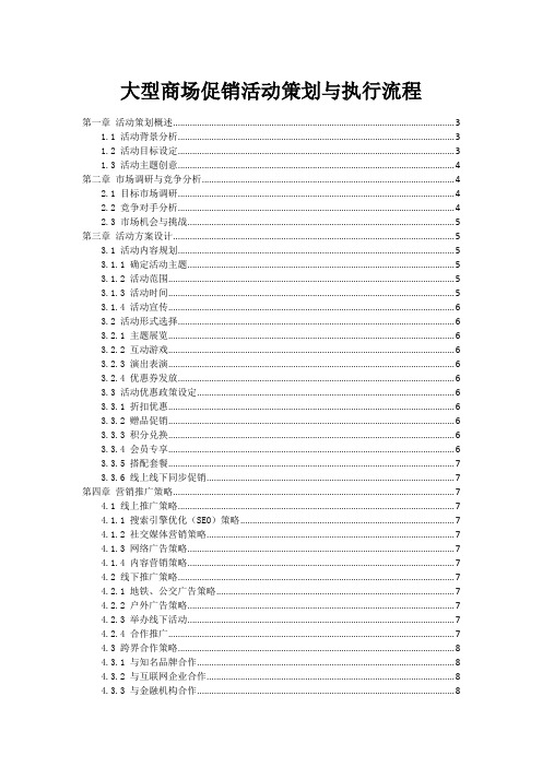 大型商场促销活动策划与执行流程