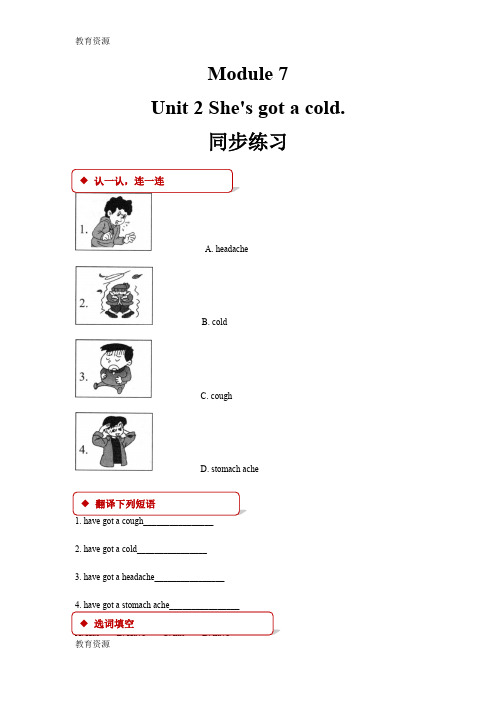 外研版(三起)小学英语三年级下册Module 10 Unit 2 She's got an orange sweater.习题(2)